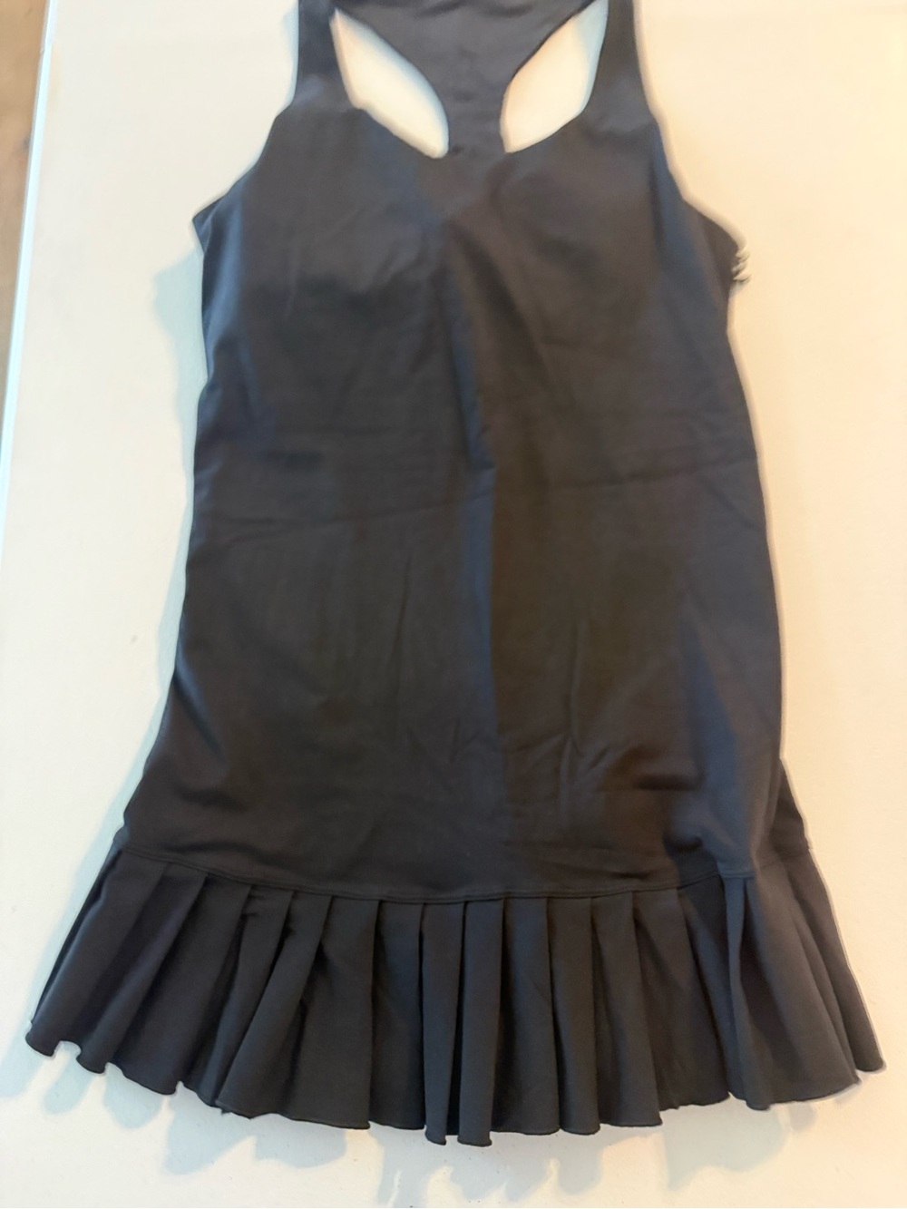 NEW Mono B Flirty Pleat Active Mini Dress  Black XL Tennis Scoop Neck Racerback